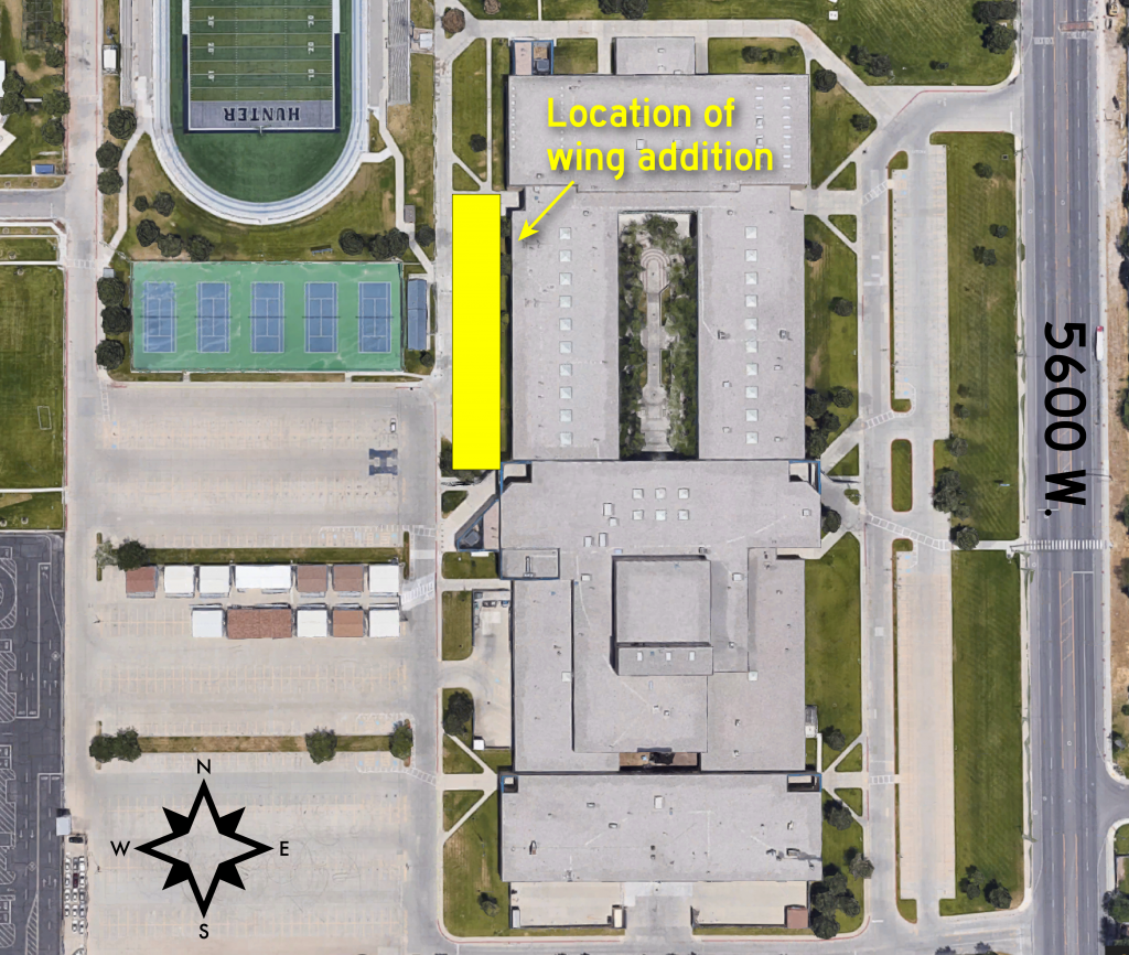 Map of Hunter High showing location of new wing addition