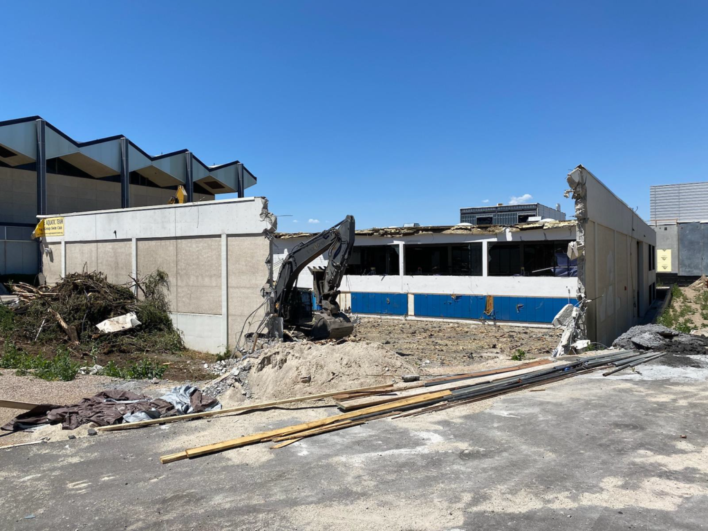 Demolition of old auxiliary gym and pool building