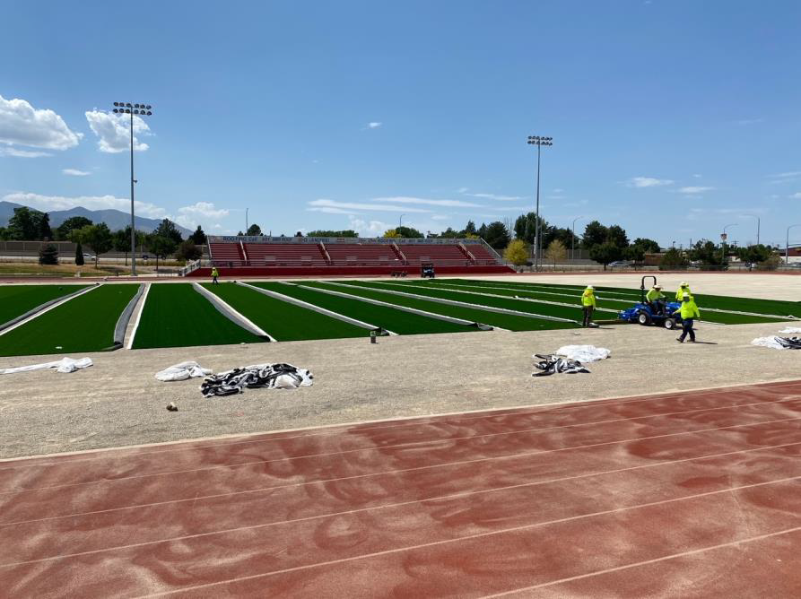 New turf being laid down