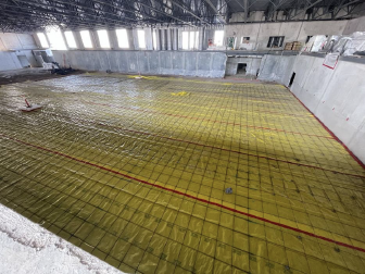 Gymnasium floor ready for concrete