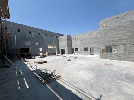 Masonry walls in the Manufacturing Shop