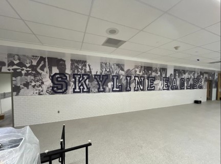 Graphic in Hallway leading to Athletics Building