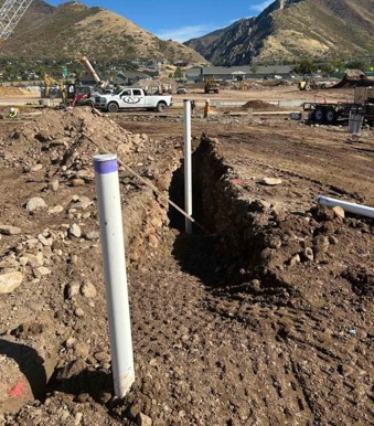 Plumbing installation south of the orchestra pit