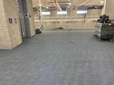 Flooring between fitness and dance rooms
